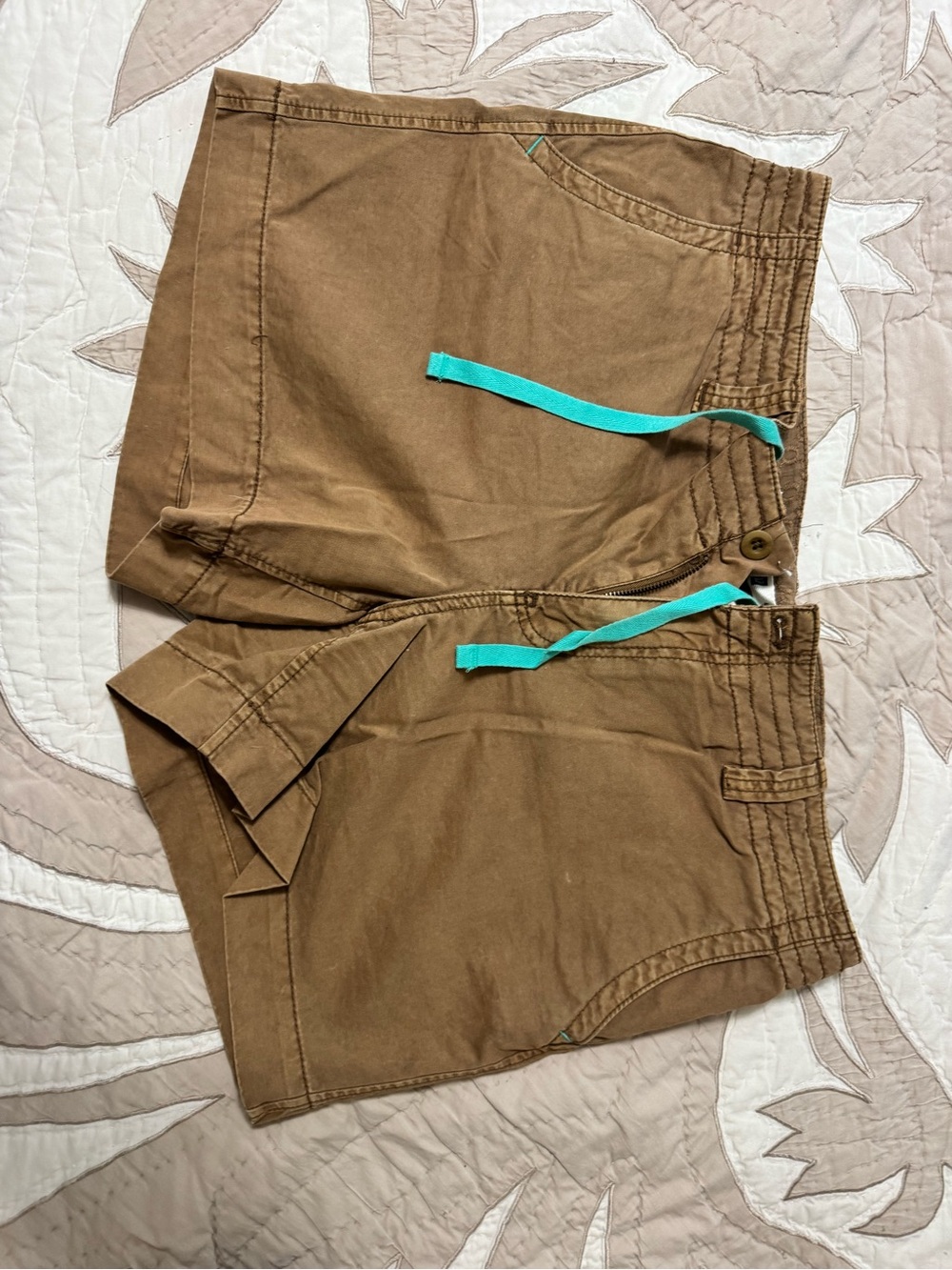 GAP Brown Shorts with Teal Stitching Detail